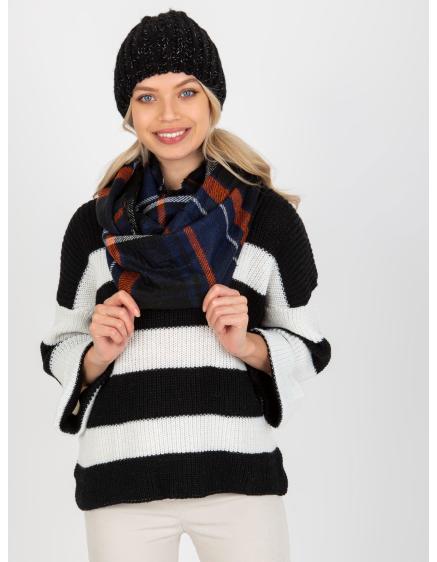 Dámsky komín s kockovanou potlačou PHOENIX námornícko-oranžový