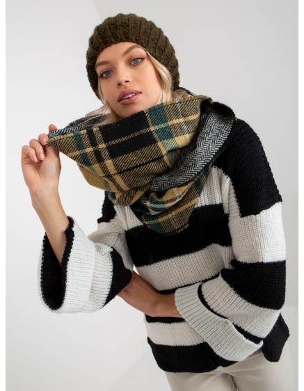 Dámsky kockovaný zimný komín AMANI čiernobiely