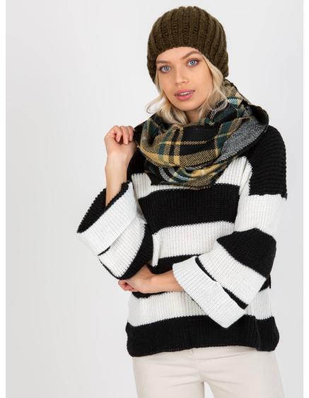 Dámsky kockovaný zimný komín AMANI čiernobiely