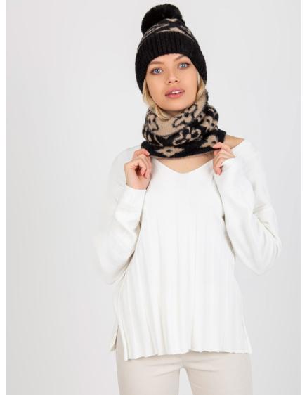 Dámský komín se vzorem HATTIE černo-béžový