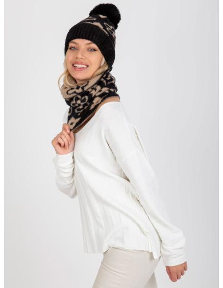 Dámský komín se vzorem HATTIE černo-béžový