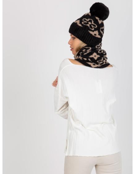 Dámský komín se vzorem HATTIE černo-béžový