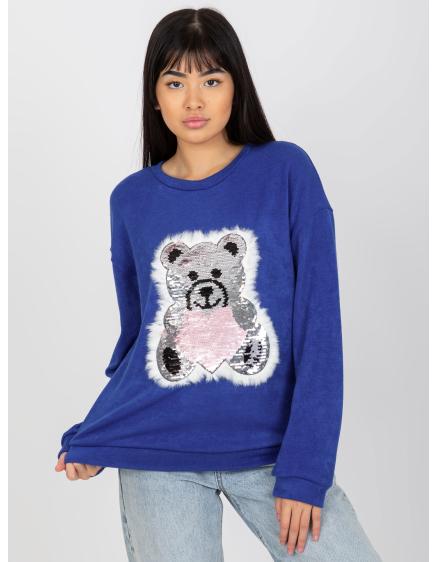 Dámsky sveter s flitrovou aplikáciou DARCHELLE tmavomodrý