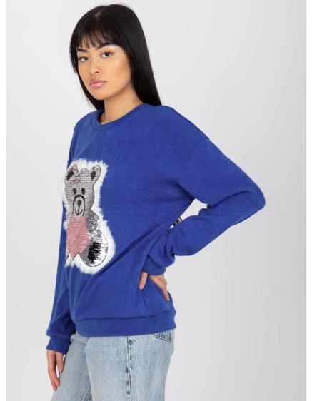 Dámsky sveter s flitrovou aplikáciou DARCHELLE tmavomodrý