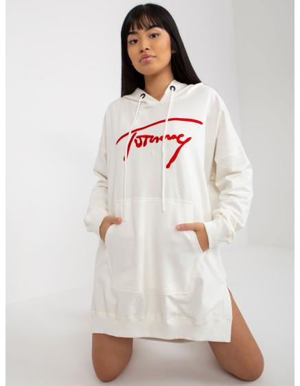 Női nyomtatott kapucnis pulóver JINEEN ekrü színű