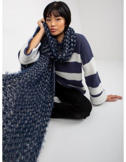 Női téli sál MAI szürke és tengerészkék