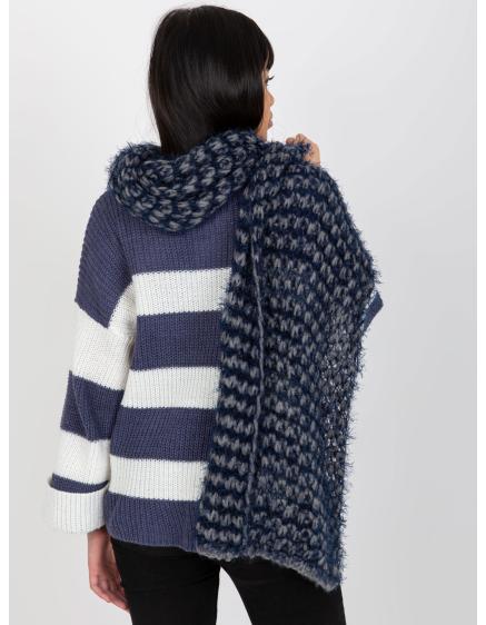 Női téli sál MAI szürke és tengerészkék