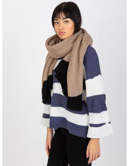 Női hosszú kötött sál BERDINE bézs-fekete