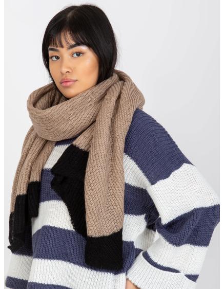 Női hosszú kötött sál BERDINE bézs-fekete
