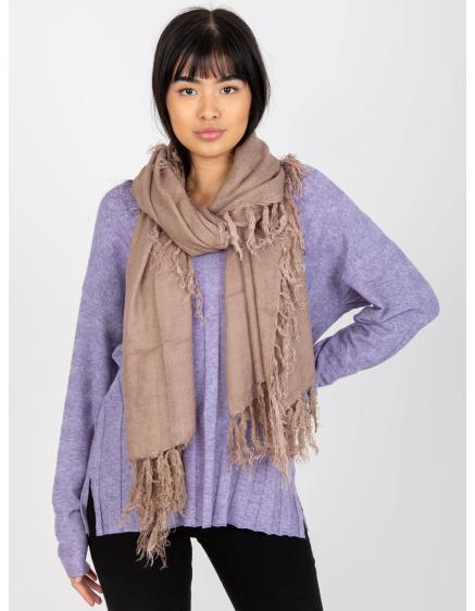 Női rojtos sál KARLOTTA sötétbézs sötétbézs