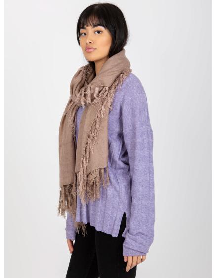 Női rojtos sál KARLOTTA sötétbézs sötétbézs