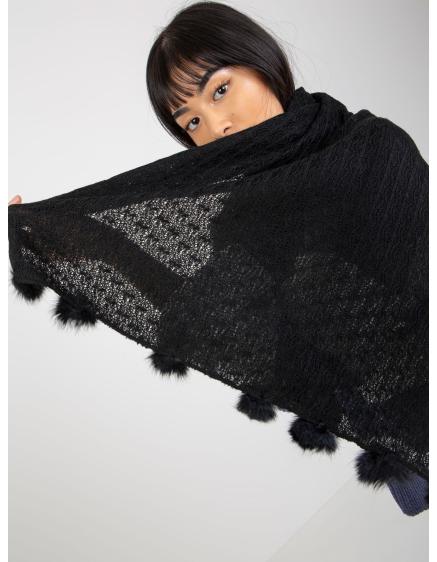 Szalik damski z ażurowym wzorem MIGNON czarny