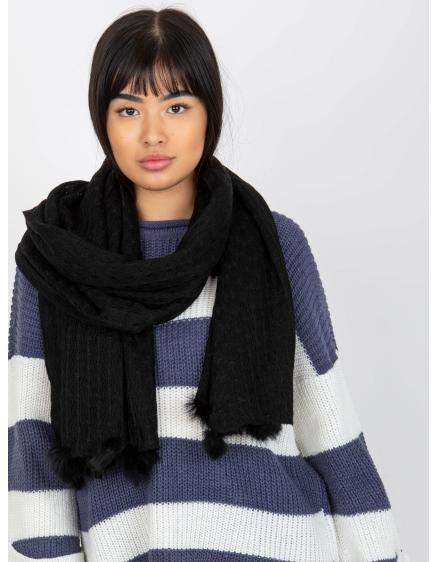 Szalik damski z ażurowym wzorem MIGNON czarny