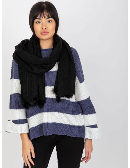 Szalik damski z ażurowym wzorem MIGNON czarny