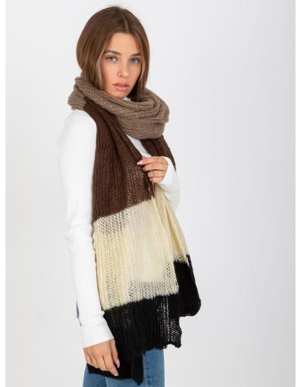 Damski zimowy szalik dzianinowy DENISSE czarno-brązowy