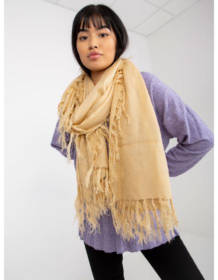 Női rojtos sál CLEMENTINE bézs színben