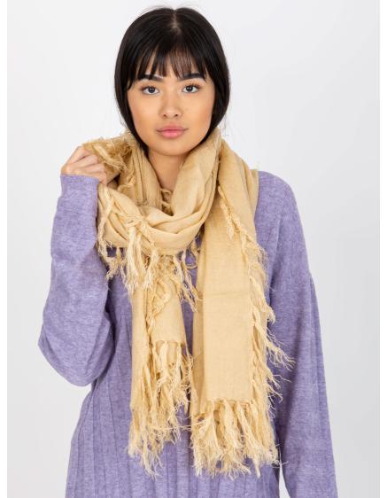 Női rojtos sál CLEMENTINE bézs színben
