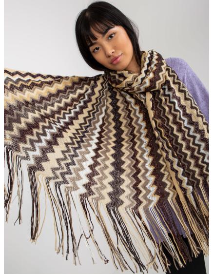 Női rojtos sál mintás INA világos bézs színben