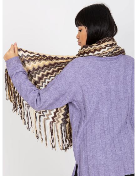 Női rojtos sál mintás INA világos bézs színben