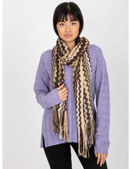 Női rojtos sál mintás INA világos bézs színben