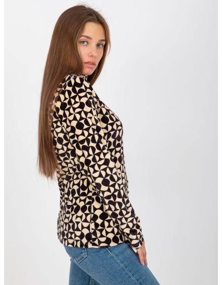 Női nyomtatott blúz RUE PARIS világos bézs és fekete