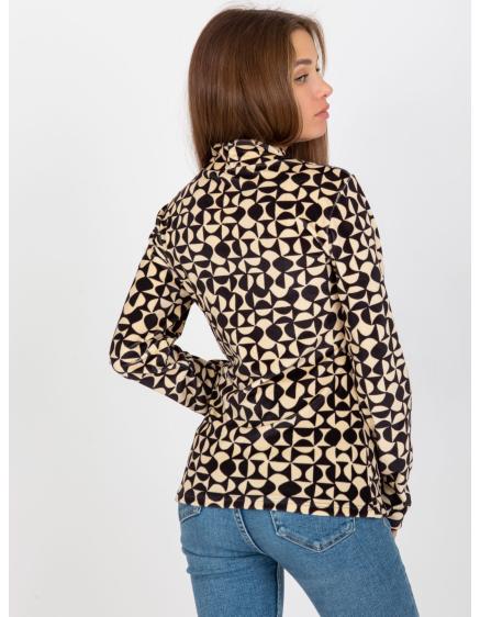 Női nyomtatott blúz RUE PARIS világos bézs és fekete