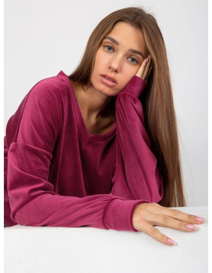 Dámska blúzka s výstrihom do V RUE PARIS fialová