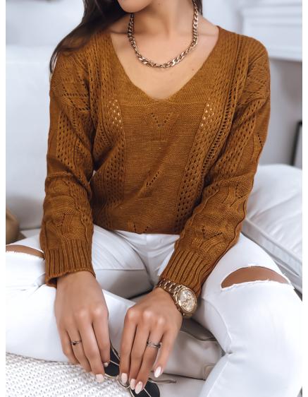 Női DARIA pulóver mustár színben