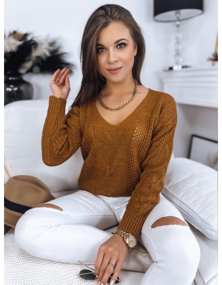 Női DARIA pulóver mustár színben