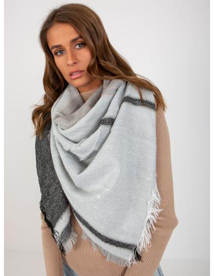 Dámská šála vzorovaná vlněná KEZIA šedočerná