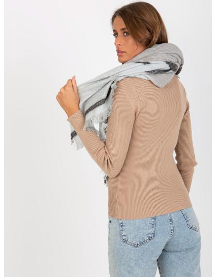 Dámská šála vzorovaná vlněná KEZIA šedočerná