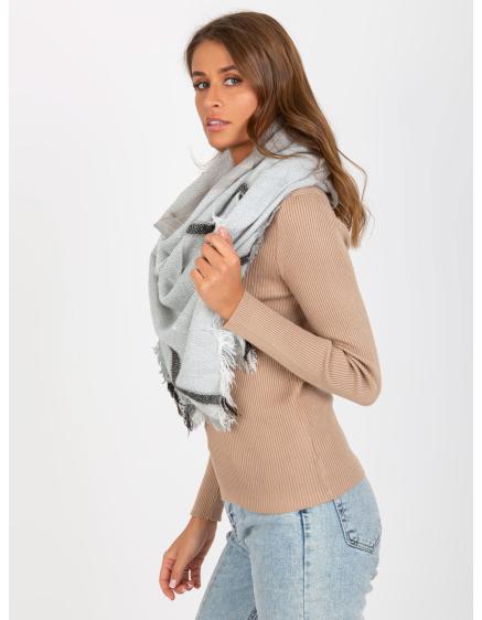 Dámská šála vzorovaná vlněná KEZIA šedočerná