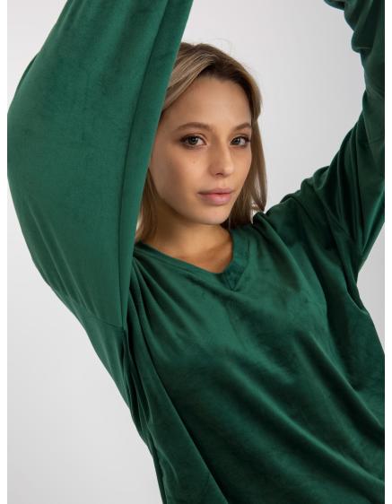 Női V-nyakkivágású blúz RUE PARIS sötétzöld