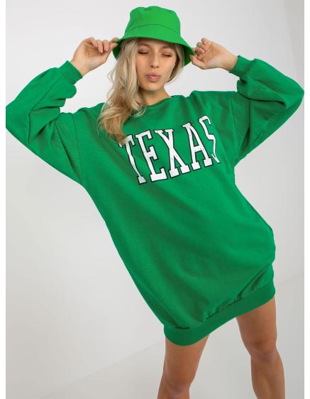 Női nyomtatott pulóver zsebekkel CADENCE zöld