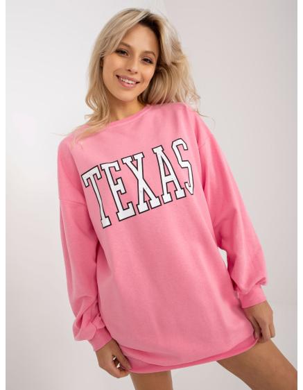 Női kapucnis pulóver felirattal és zsebekkel SUSANNE rózsaszínű