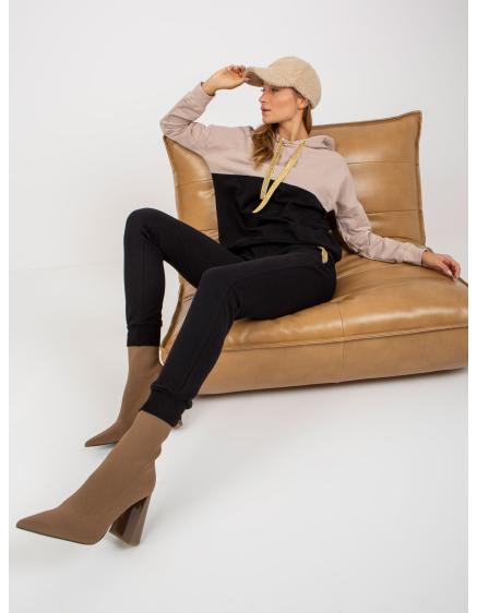 Dámska tepláková súprava s nohavicami FAVOR béžovo-čierna