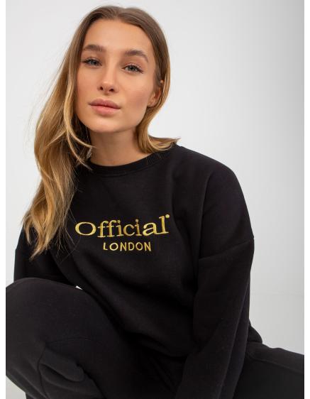 Női szett pulóverrel, BELLA felirattal fekete