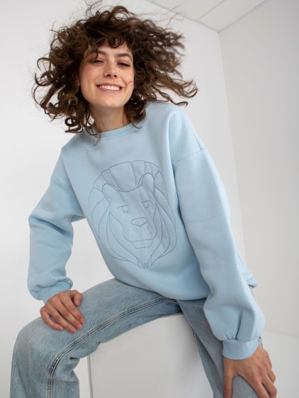 Dámska mikina bez kapucne oversize FAY svetlo modrá