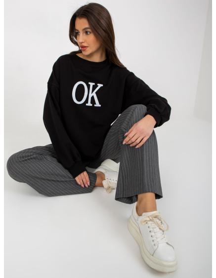 Női kapucnis pulóver hímzéssel DENA fekete