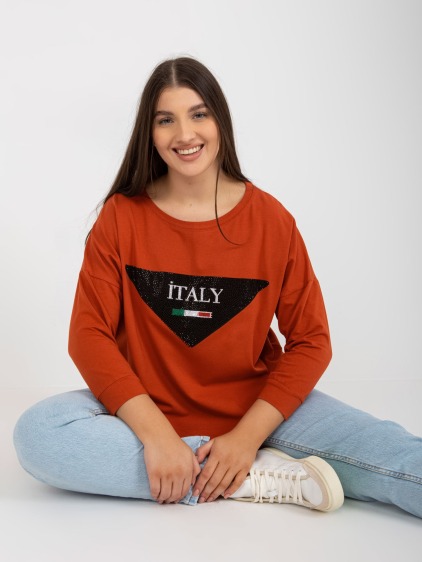 Női plus size blúz applikációkkal FAWNIA tégla