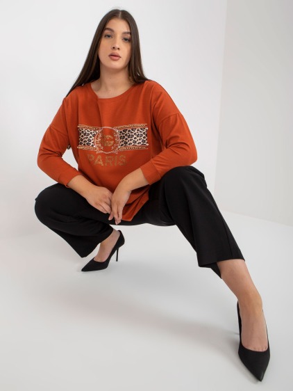 Női blúz applikációkkal plus size CHERELL tégla téglával
