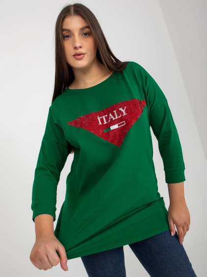Női 3/4-es ujjú blúz plus size CELINE sötétzöld