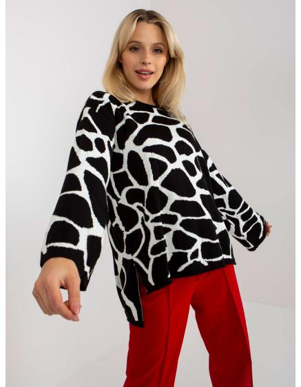 Dámsky sveter vzorovaný oversize SUMNA čiernobiely
