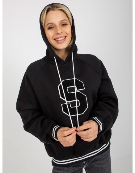 Női kapucnis pulóver VERNAY nyakkendővel fekete