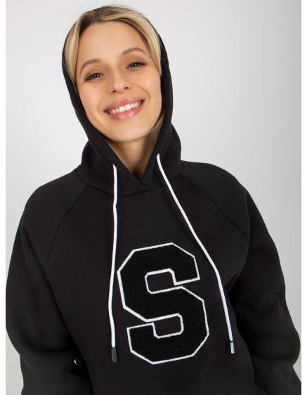 Női kapucnis pulóver VERNAY nyakkendővel fekete