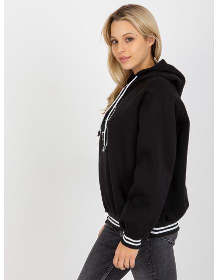 Női kapucnis pulóver VERNAY nyakkendővel fekete