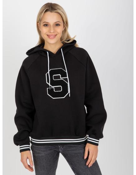 Női kapucnis pulóver VERNAY nyakkendővel fekete