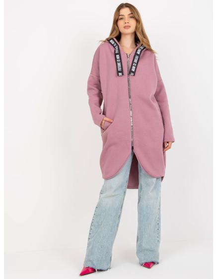 Női kapucnis, cipzáras pulóver BRENNA rózsaszínű
