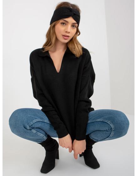 Női galléros pulóver PRESLEY fekete