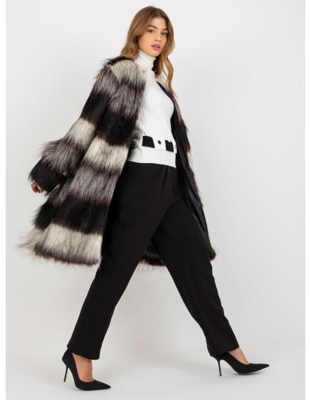 Dámsky kabát z ekokože oversize BLANDA čierno-sivý